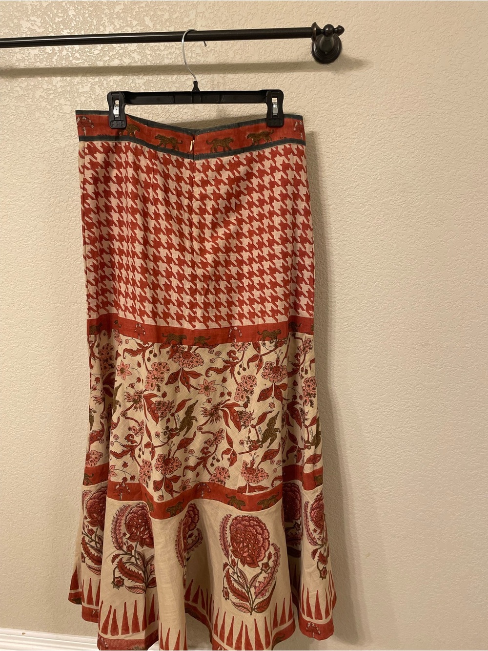 Mo Maya Singaporean brand Red & Cream Printed Maxi Skirt